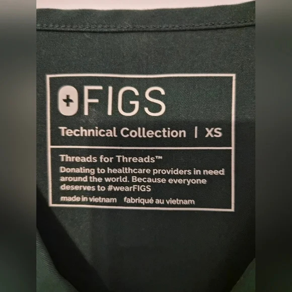 Figs British Racing Green Scrub Top-xs - Picture 3 of 3